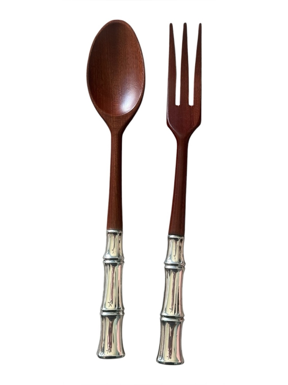 Vintage Tiffany And Co Sterling Silver And Bamboo Serving Utensils • Mid Century